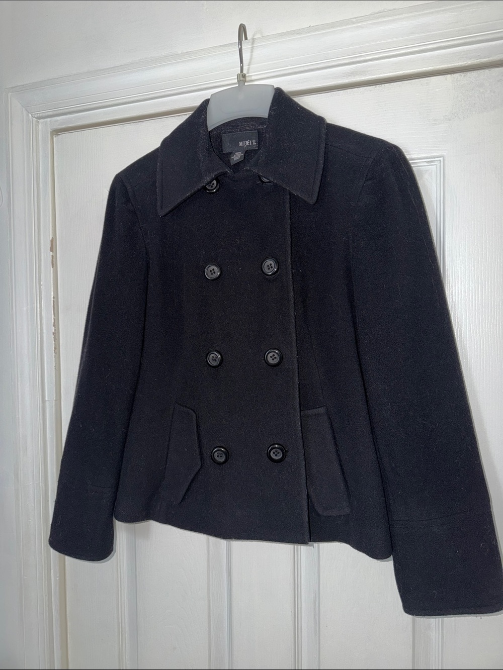 Mixit Black Double-Breasted Pea Coat for Kids